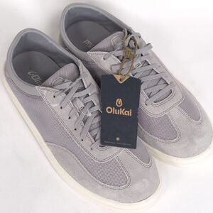 OLUKAI PUNINI New Gray Suede LEATHER Mesh Sneakers Casual Comfort Men's 10 Ash